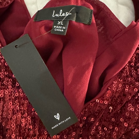 Lulus Sparkle Red Sequin V-Neck Top - Picture 3 of 3